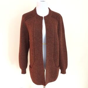 Peruvian Link Sweater Womens One Size Alpaca Open Front Cardigan Brown Soft